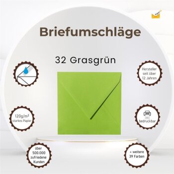 Briefumschläge 155x155 mm in Grasgrün in 120 g/qm