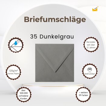 Briefumschläge 155x155 mm in Dunkelgrau in 120 g/qm