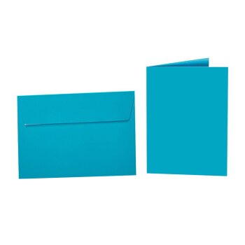 farbige Briefumschläge DIN B6 HAFTSTREIFEN + passende Faltkarten 12x17 cm 18 Blau