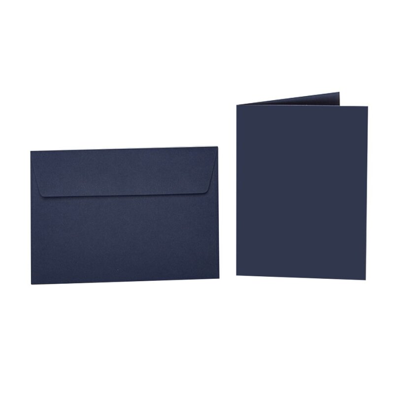 farbige Briefumschläge DIN B6 HAFTSTREIFEN + passende Faltkarten 12x17 cm 19 Dunkelblau