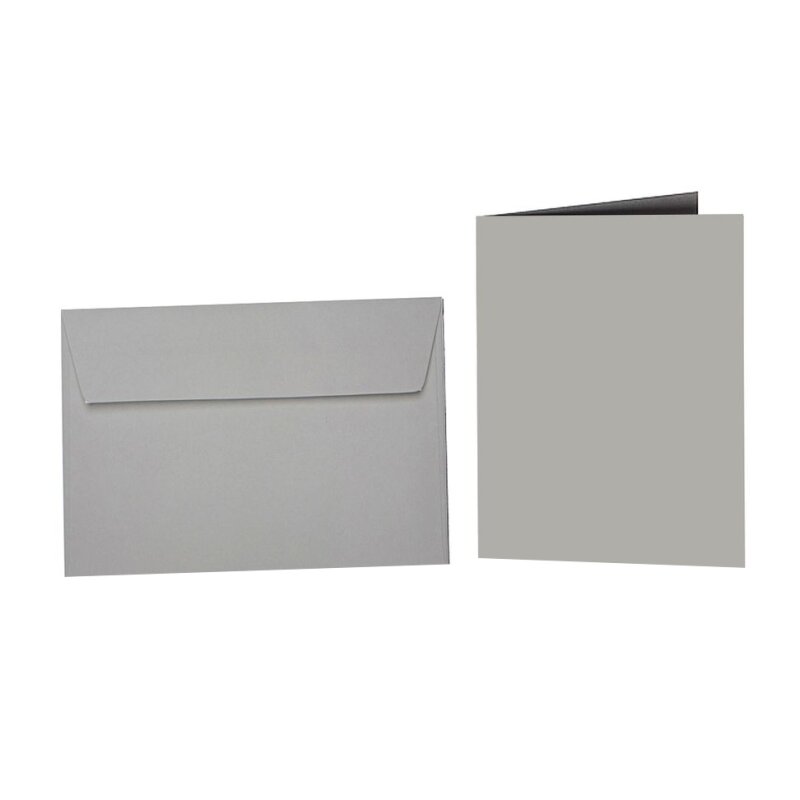 farbige Briefumschläge DIN B6 HAFTSTREIFEN + passende Faltkarten 12x17 cm 35 Dunkelgrau