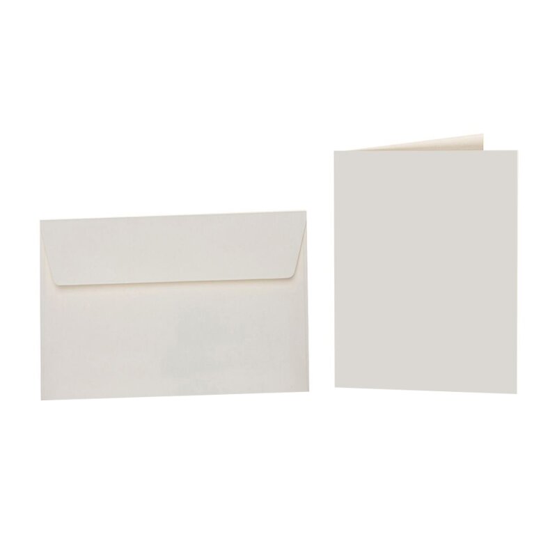 farbige Briefumschläge DIN B6 HAFTSTREIFEN + passende Faltkarten 12x17 cm 50 Elfenbein