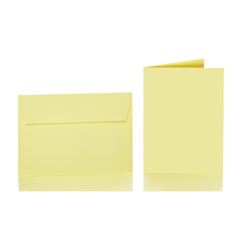 farbige Briefumschläge DIN B6 HAFTSTREIFEN + passende Faltkarten 12x17 cm 06 Gelb