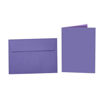 colored envelopes DIN B6 adhesive strips + matching folding cards 4,72 x 6,69 in 16 Purple