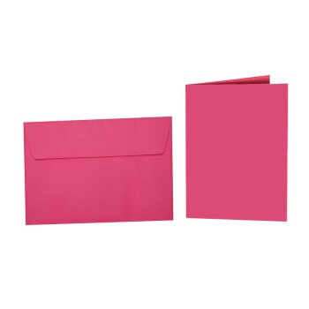 colored envelopes DIN B6 adhesive strips + matching folding cards 4,72 x 6,69 in 09 Pink