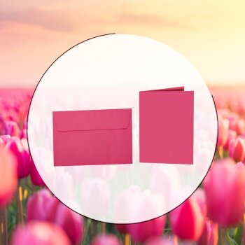 enveloppes colorées bandes adhésives DIN B6 + cartes pliantes assorties 12x17 cm 09 Pink