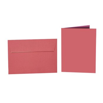 colored envelopes DIN B6 adhesive strips + matching folding cards 4,72 x 6,69 in 27 Purpur Red
