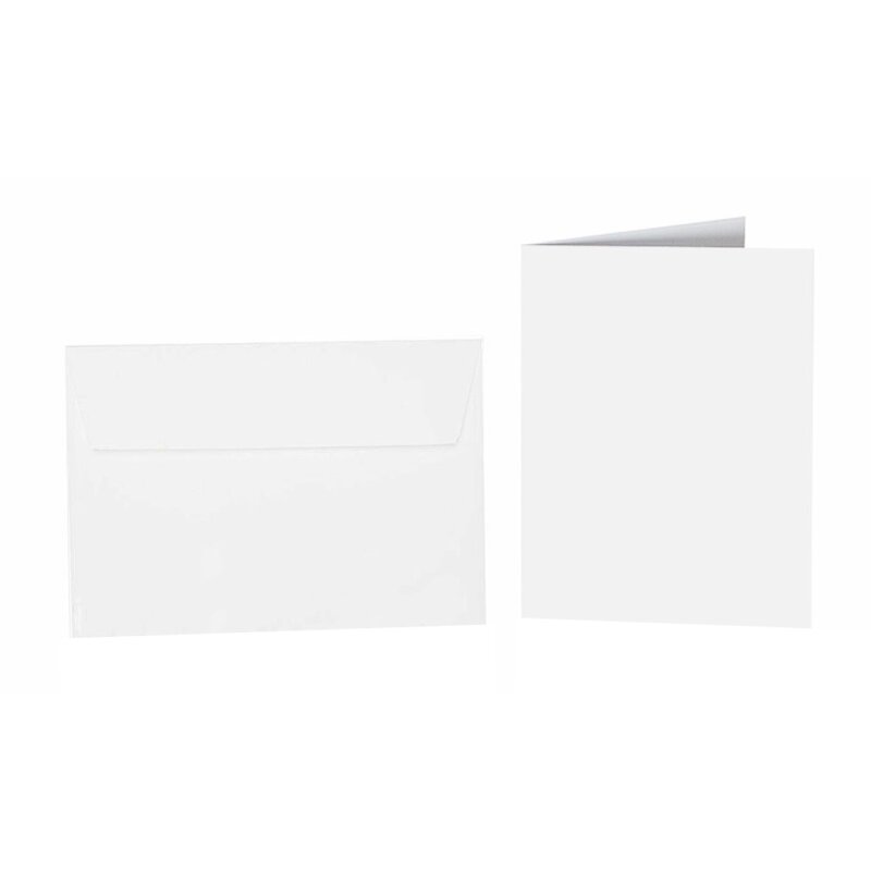 farbige Briefumschläge DIN B6 HAFTSTREIFEN + passende Faltkarten 12x17 cm 00 Weiß