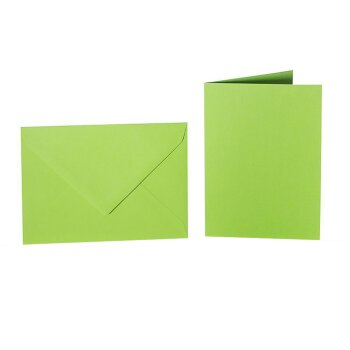 Enveloppes C5 + carte pliante 15x20 cm - vert herbe