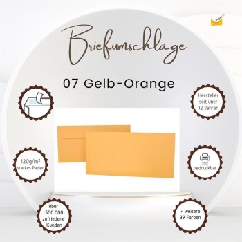 Briefumschl&auml;ge 11x22 cm mit Haftstreifen - Gelb-Orange