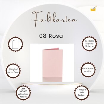 Faltkarten 100 x 150 mm 240 g/qm passend für Briefumschläge im Format Din C6 08 Rosa