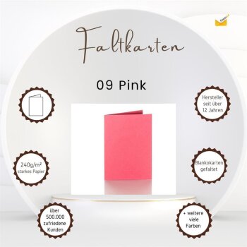Faltkarten 100 x 150 mm 240 g/qm passend für Briefumschläge im Format Din C6 09 Pink