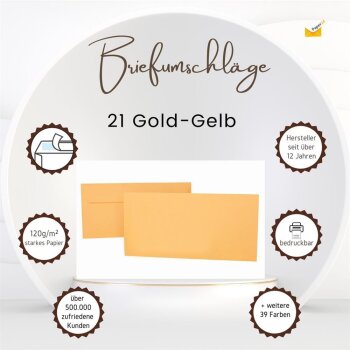 Envelopes 4,33 x 8,66 in with adhesive strips - gold-yellow