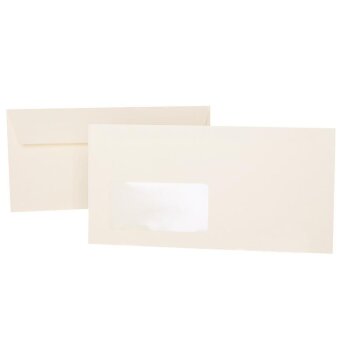 Envelopes 4,33 x 8,66 in with adhesive strips and window - soft cream