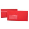 Envelopes 4,33 x 8,66 in with adhesive strips and window - red