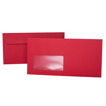 Enveloppes 11x22 cm avec bandes adhésives et fenêtre - rouge vin