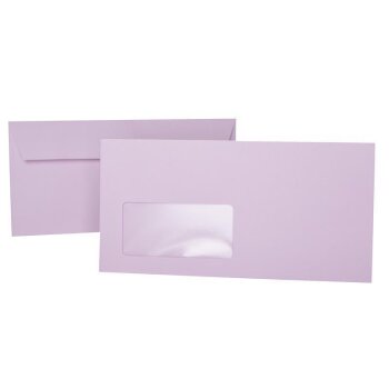 Briefumschläge DIN lang 110x220 mm mit Fenster und Haftklebung in Flieder