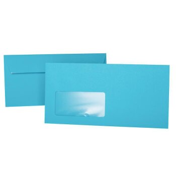 Envelopes 4,33 x 8,66 in with adhesive strips and window - blue