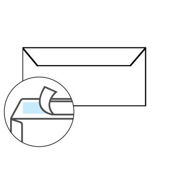 Briefumschläge DIN lang 110x220 mm mit Fenster und Haftklebung in Blau