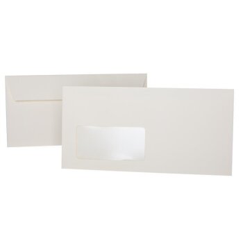 Briefumschläge DIN lang 110x220 mm mit Fenster und Haftklebung in Ivory