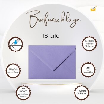 Enveloppes 14x19 cm en violet avec un rabat triangulaire en 120 g / m²