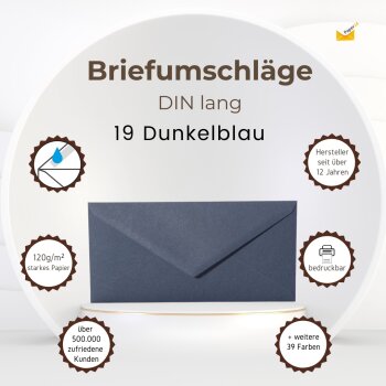 Briefumschläge DIN lang - 11x22 cm - Dunkelblau mit Dreieckslasche