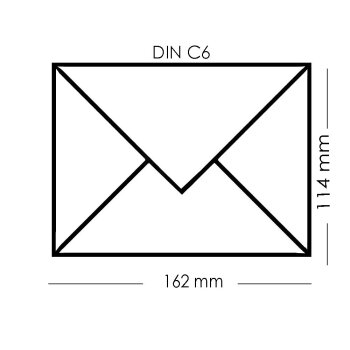 25 funeral envelopes double cross DIN C6 - 4,48 x 6,37 in- SILK LINING - black 2 mm frame