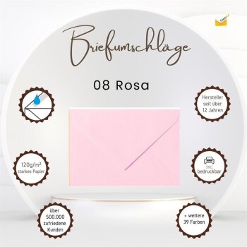 Briefumschläge DIN B6 (125 x 176 mm) - Rosa mit Dreieckslasche