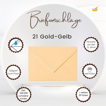 Enveloppes DIN B6 (125 x 176 mm) - jaune or avec rabat triangulaire