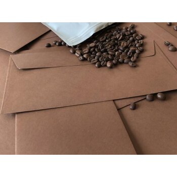 Enveloppes carrées 185x185 chocolat avec bandes adhésives