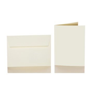 Briefumschläge C6 mit Haftstreifen + Faltkarte 10x15 cm - zartcreme
