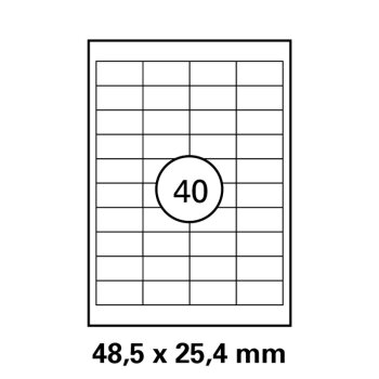 je 1 A4 Bogen mit 40 Laser Copy Inkjet Etiketten 48,5 x...