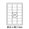 1 feuille A4 avec chacune 21 étiquettes jet dencre pour copie laser 63,5 x 38,1 mm