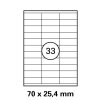 1 feuille A4 avec chacune 33 étiquettes jet dencre pour copie laser 70 x 25,4 mm