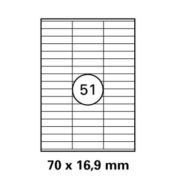 1 Pack mit je 5100 Laser Copy Inkjet Etiketten 70 x 16,9 mm