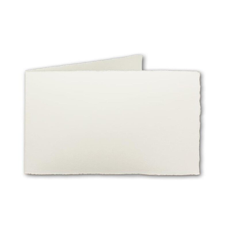 100 edle Bütten Karten DIN lang halbmatt, 240 g/m²  weiß, 100 x 210 mm, querdoppelt