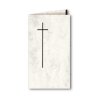 Trauerkarten mit Kreuz, 195x114 mm doppelhoch, Marmor, hellgrau, halbmatt,