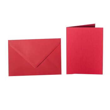 Enveloppes C6 + carte pliante 10x15 cm - rouge