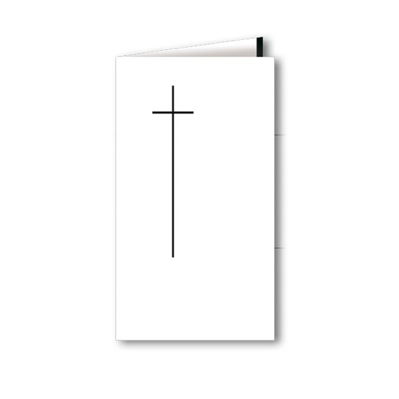 Trauerkarten mit Kreuz, 195x114 mm doppelhoch, Weiß, halbmatt,
