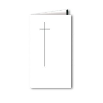 100 Premium Trauerhüllen, weiß, halbmatt mit Futter u. Kreuz, 120x202 mm dazu passende Klappkarten
