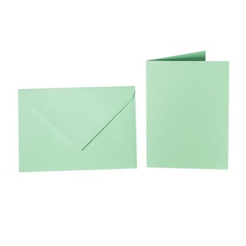 Enveloppes C6 + carte pliante 10x15 cm - vert clair