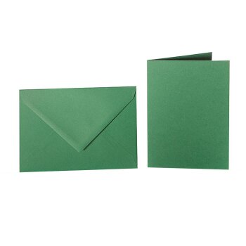 Enveloppes C6 + carte pliante 10x15 cm - vert foncé