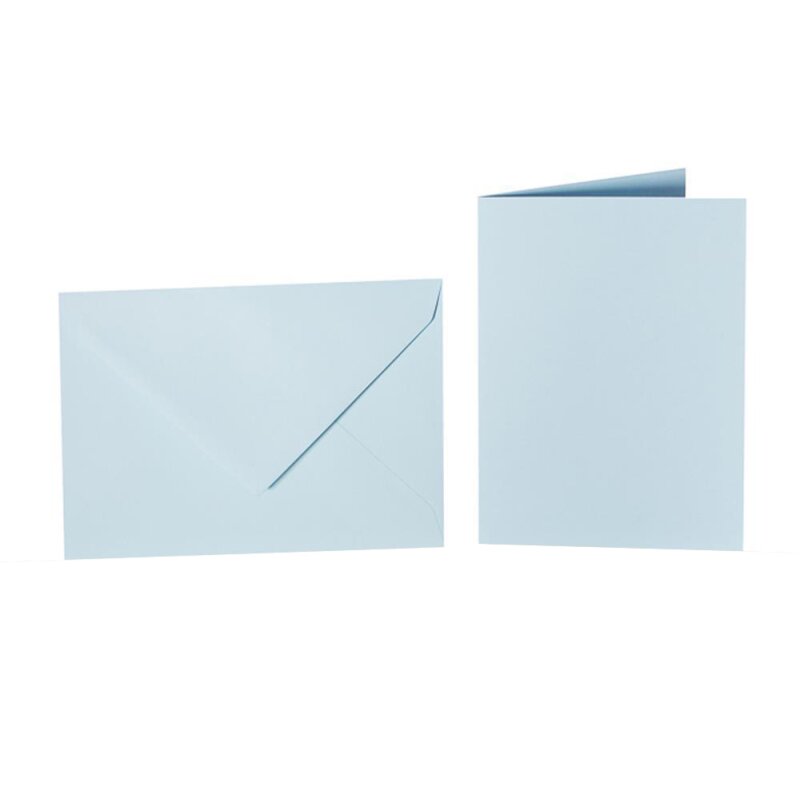 Briefumschläge C6 + Faltkarte 10x15 cm - zartblau