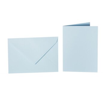 Enveloppes C6 + carte pliante 10x15 cm - bleu doux