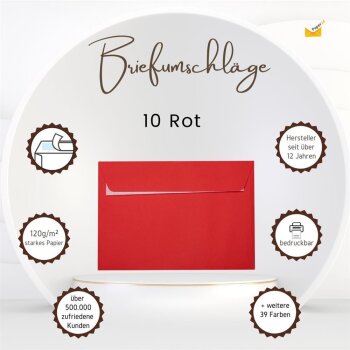 Enveloppes B6 avec bandes adhésives 125x176 mm rouge