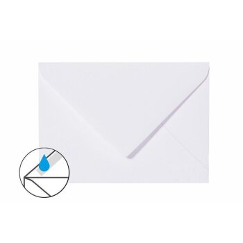 Enveloppes C6 (11,4x16,2 cm) - Blanc avec rabat pointu et doublure en gris