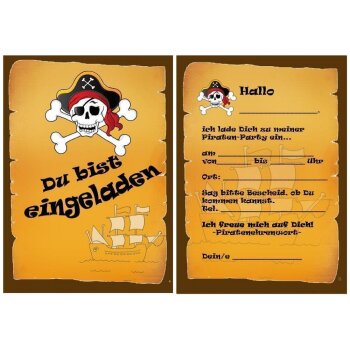 10 Einladungskarten zum Geburtstag Pirat 1 DIN A6 10x15 cm