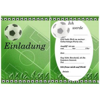 10 Einladungskarten zum Geburtstag Fußball 10x15 cm