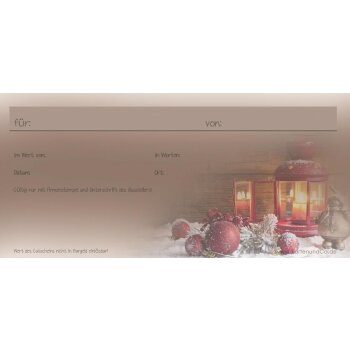 25 Gutscheine Gutscheinkarten Geschenkgutscheine Weihnachten  DIN Lang GG13 Rote Laterne