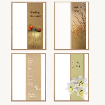 4 Trauerkarten mit Umschlag inkl. Trauersprüche,...